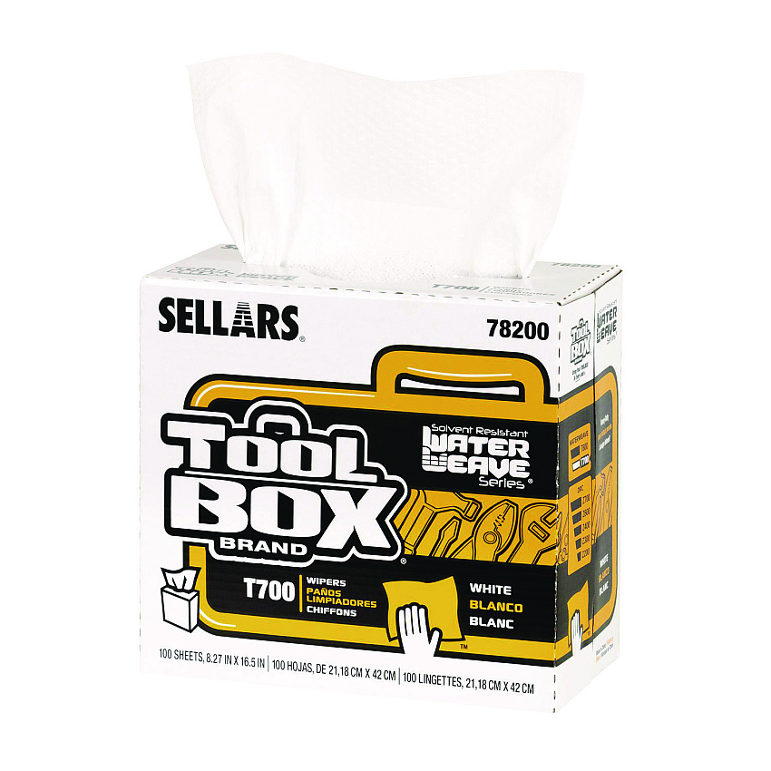 Sellars Absorbent Materials TOOLBOX WaterWeave T700 Wipers, 1-Ply, 8.27 x 16.5, White, 100 Sheets/Box, 8 Boxes/Carton (78200)