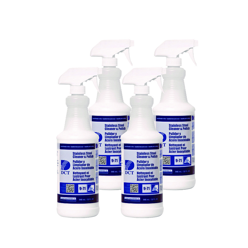 DCT Stainless Steel Cleaner and Polish RLQ, 32 oz Spray Bottle, 4/Carton (00007)