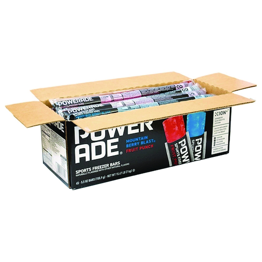 Powerade Sport Electrolytes Freezer Bars, Berry Blast, Fruit Punch, 5.5 oz, Bar, 45/Carton (30700436)