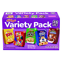 Kellogg's Cereal Assortment Pack, Assorted Flavors, Single Serve Box, 25/Carton (22002287)