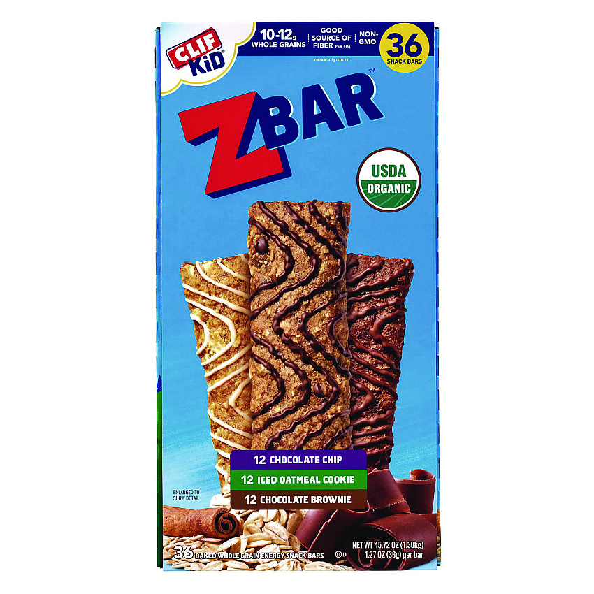 CLIF Bar Kid Organic Zbar Granola Bars Variety Pack, Assorted Flavors, 1.27 oz Bar, 36/Carton (22002341)