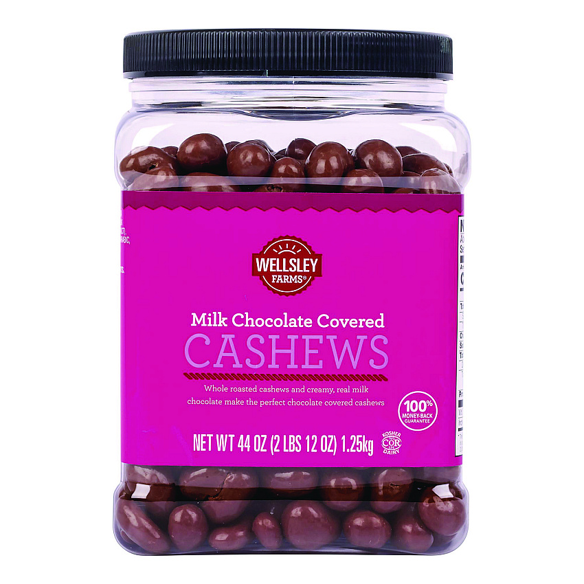 Wellsley Farms Milk Chocolate Covered Cashews, 44 oz Jar (22002346)
