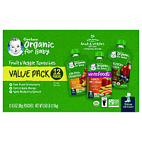 Gerber Organic 2nd Foods Baby Food Pouches, Assorted Flavors, 3.5 oz Pouch, 12/Carton (22002367)