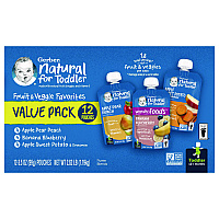 Gerber Natural Baby Food Pouches for Toddler 12+ Months, Assorted Flavors, 3.5 oz Pouch, 12/Carton (22002368)