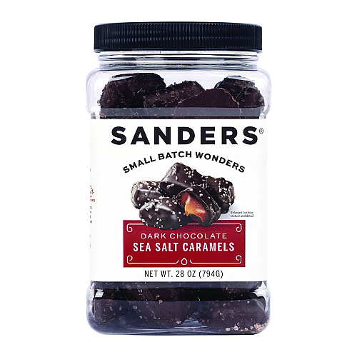 Sanders Dark Chocolate Caramel Sea Salt Tub, Dark Chocolate Caramel, 28 oz Tub (22002313)
