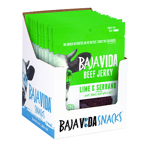 Baja Jerky Beef Jerky Lime and Serrano Pepper Snack Pack, Lime and Serrano Pepper, 1 oz Packet, 12/Carton (22002307)