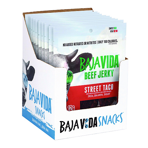Baja Jerky Beef Jerky Street Taco Snack Pack, Street Taco, 1 oz Packet, 12/Carton (22002308)