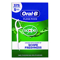 Oral-B Burst of Scope Floss Picks, Fresh Mint, 75 Picks/Bag, 5 Bags/Carton (22002395)