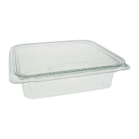 Pactiv EarthChoice Tamper Evident Recycled Hinged Lid Deli Container, 48 oz, 8.3 x 7.87 x 2.38, Clear, Plastic, 150/Carton (TEHL8X848)