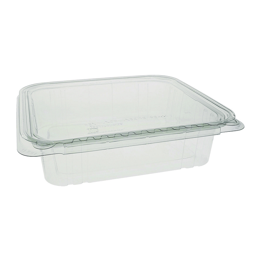 Pactiv EarthChoice Tamper Evident Recycled Hinged Lid Deli Container, 48 oz, 8.3 x 7.87 x 2.38, Clear, Plastic, 150/Carton (TEHL8X848)