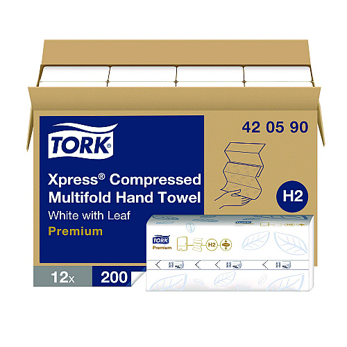 Tork&reg; Xpress Compressed Multifold Hand Towels, 1-Ply, White, 2400 Towels (420590)