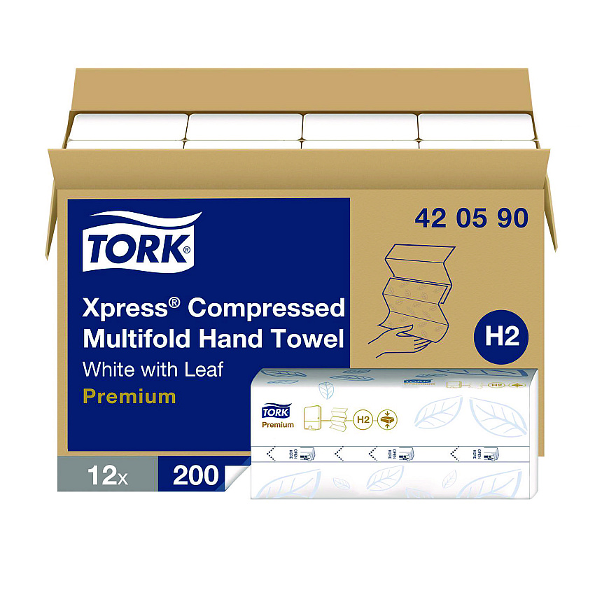 Tork&reg; Xpress Compressed Multifold Hand Towels, 1-Ply, White, 2400 Towels (420590)