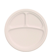Dart Compostable Fiber Dinnerware, ProPlanet Seal, 3-Compartment Plate, 10.2" dia, Natural, 500/Carton (10FBRP3)