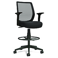 Alera Wessex Drafting Stool, Mesh Back, Supports Up to 275 lb, 27.95 to 33.66 Seat Height, Black Seat, Black Back, Black Base (ALEWX46BME17)
