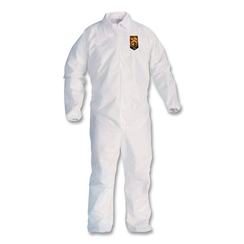 KleenGuard A40 Coveralls, Open Wrists and Ankles, Medium, White, 25/Carton (44312)
