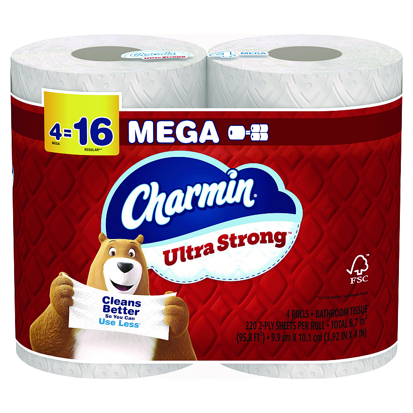 Charmin Ultra Strong Bathroom Tissue, Septic Safe, 2-Ply, White, 242 Sheets/Roll, 4 Rolls/Pack (08816PK)