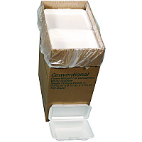 Pactiv Conventional Foam Hinged Lid Container, Shallow, 9 x 6.5 x 1.6, White, 150/Carton (YTH102060000)