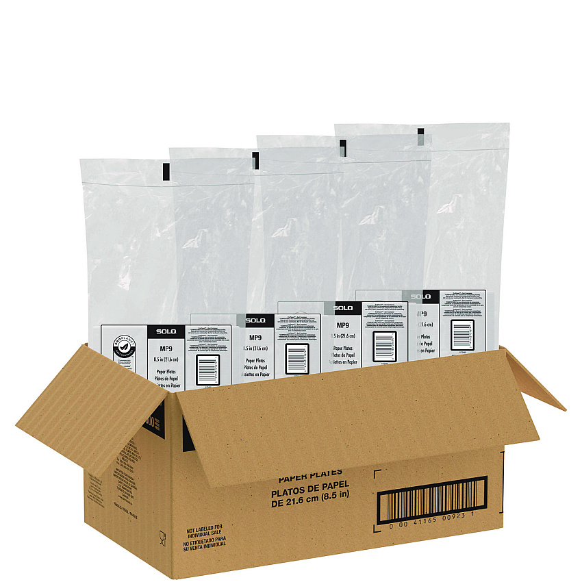SOLO Compostable Paper Dinnerware, ProPlanet Seal, Plates, 8.5" dia, White, 500/Carton (MP9PLANET)