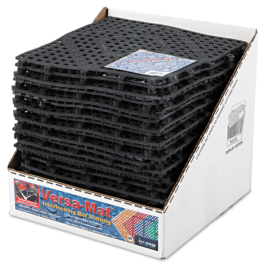 San Jamar Versa-Mat Bar-Shelf Liner, Plastic, 12w x 12d x 0.25h, Black, 24/Carton (VM5280BK)