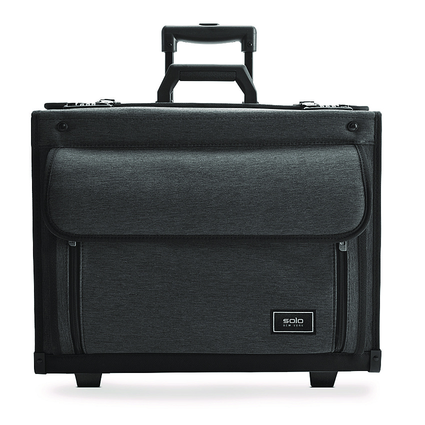 SOLO Classic Recycled Rolling Catalog Case, Fits Device Up to 17.3", 9.31 x 9.31 x 16.14, Gray/Black (B78410)