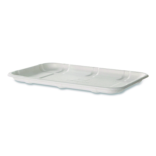 Eco-Products Meat and Produce Food Trays, 8.5 x 6.2 x 0.5, White, Sugarcane Fiber, 400/Carton (EPMP2SNFA)