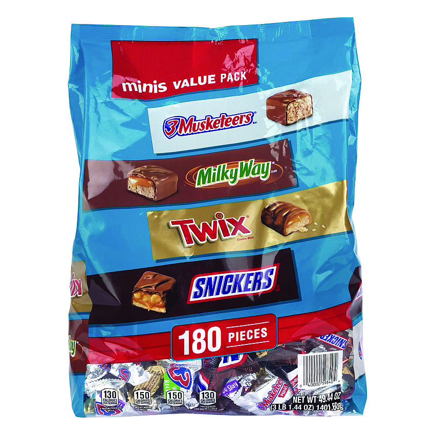 Mars Minis Variety Pack, Chocolate, 49.44 oz Bag, 180 Pieces (22002451)