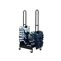 Champion Sports Mobile Two-Stack Shoulder Pad Rack, Metal, 176 lb Capacity, 24" x 30" x 69", Black (FBSPR2)