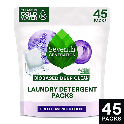 Seventh Generation Natural Laundry Detergent Packs, Powder, Lavender Scent, 45 Packets/Pack, 8/Carton (62692700)