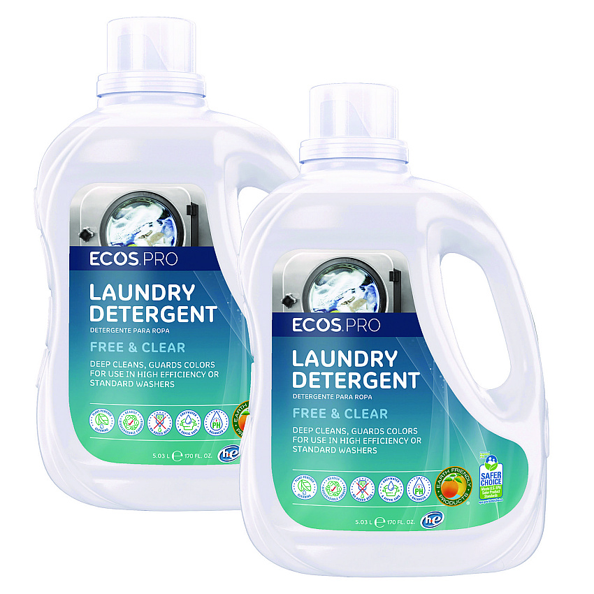ECOS PRO Laundry Detergent Liquid, Free and Clear, 170 oz Jug, 2/Carton (PL937102CT)