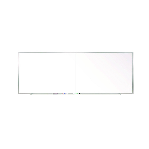 Ghent Two-Piece M1 Porcelain Magnetic Whiteboard, 120.75" x 48.5", White Surface, Satin Aluminum Frame (M141042P)