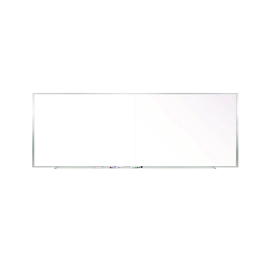 Ghent Two-Piece M1 Porcelain Magnetic Whiteboard, 120.75" x 48.5", White Surface, Satin Aluminum Frame (M141042P)