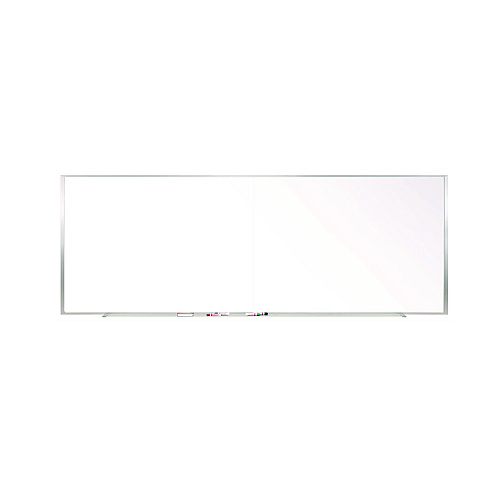 Ghent Two-Piece M1 Porcelain Magnetic Whiteboard, 176" x 48.5", White Surface, Satin Aluminum Frame (M141542P)