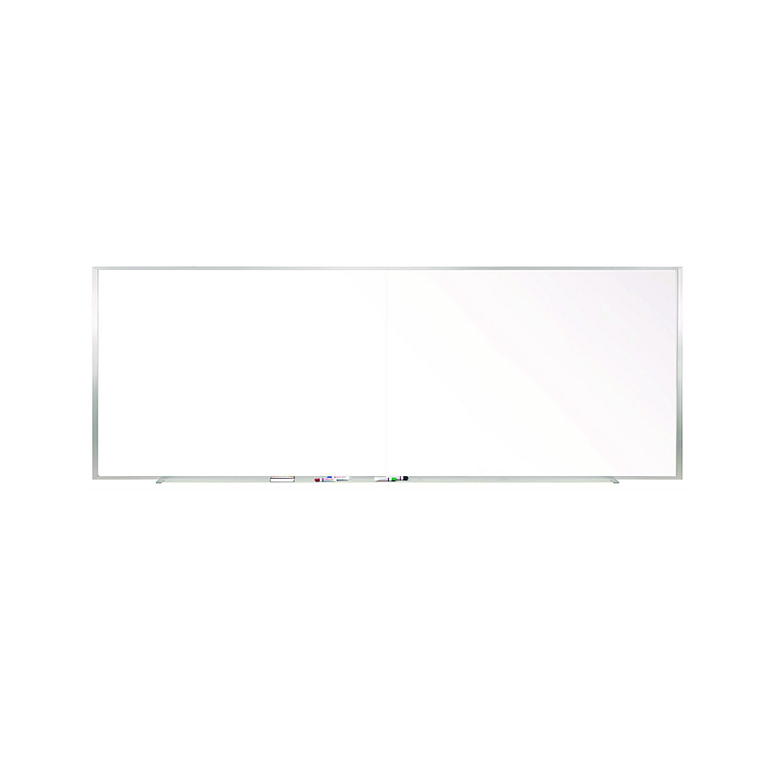 Ghent Two-Piece M1 Porcelain Magnetic Whiteboard, 176" x 48.5", White Surface, Satin Aluminum Frame (M141542P)