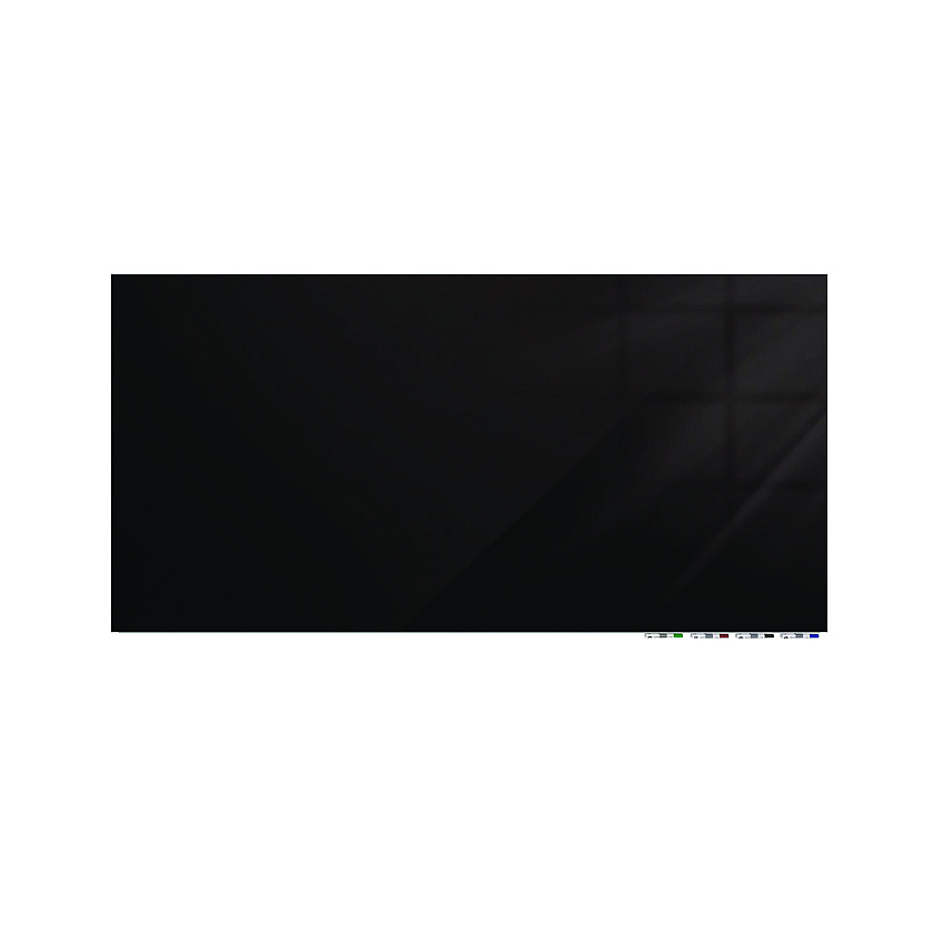 Ghent Aria Low-Profile Frameless Magnetic Glassboard, 72" x 48", Black Surface (ARIASM46BK)