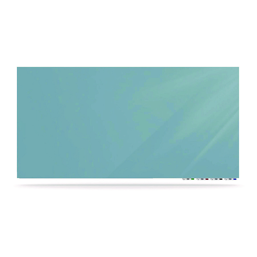 Ghent Aria Low-Profile Frameless Magnetic Glassboard, 72" x 48", Denim Blue Surface (ARIASM46DM)