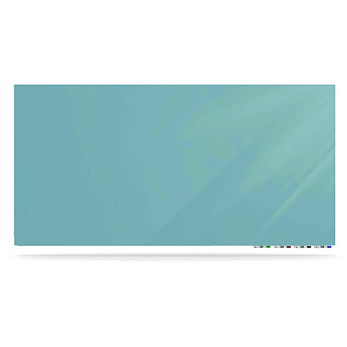 Ghent Aria Low-Profile Frameless Magnetic Glassboard, 96" x 48", Denim Blue Surface (ARIASM48DM)