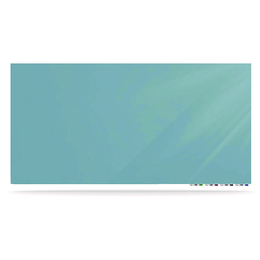 Ghent Aria Low-Profile Frameless Magnetic Glassboard, 96" x 48", Denim Blue Surface (ARIASM48DM)