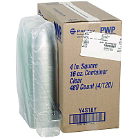 Pactiv PET Square Container, 16 oz, 4 x 4 x 3, Clear, Plastic, 480/Carton (4S18Y)