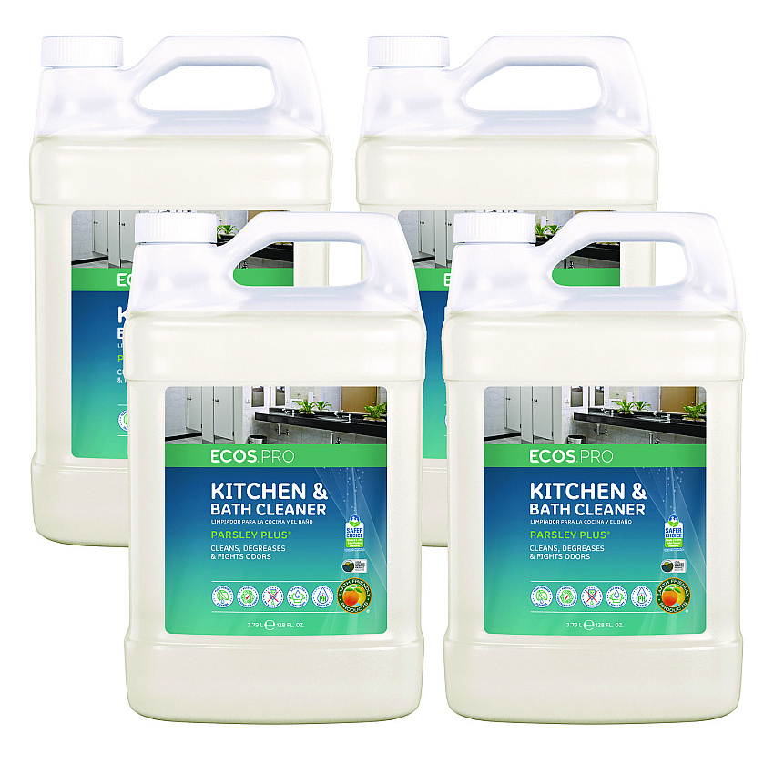 ECOS PRO Parsley Plus All-Purpose Kitchen and Bathroom Cleaner, Herbal Scent, 1 gal Bottle, 4/Carton (PL974604CT)