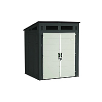 Modernist Storage Shed, 200 Cu Ft, 6 Ft 2.5" X 5 Ft 8.25" X 7 Ft 5.75", Peppercorn/black/passive