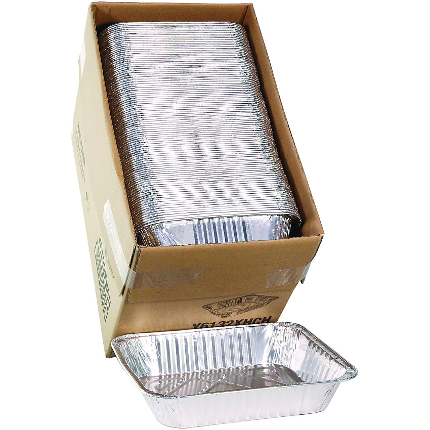 Pactiv Aluminum Steam Table Pan, Heavy Duty Deep Half-Size, 2.6" Deep, 11.8 x 9.4, 100/Carton (Y6132XHCH)