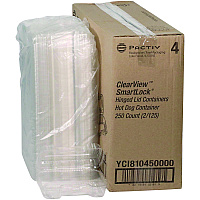 Pactiv Hinged Lid Hot Dog Container, 6.5 x 2.25 x 2.75, Clear, Plastic, 250/Carton (YCI810450000)