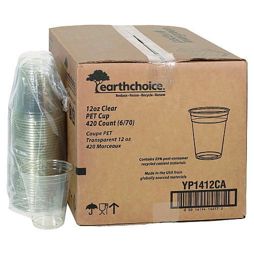 Pactiv RPET Cold Cup, 12 oz, Plastic, Clear, 420/Carton (YP1412CA)
