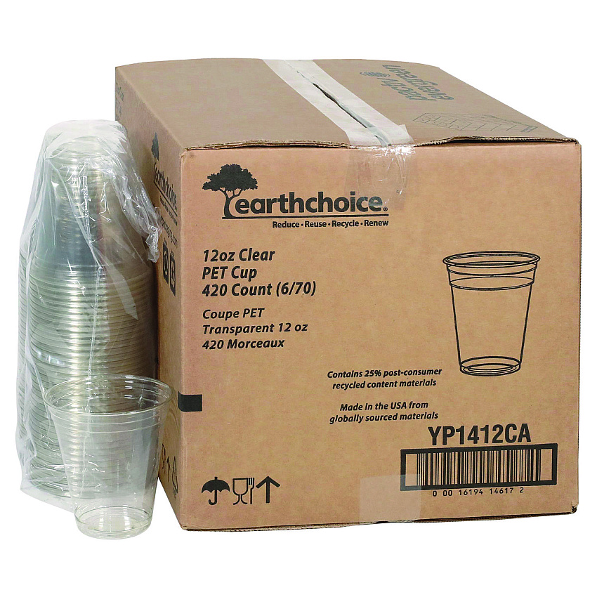 Pactiv RPET Cold Cup, 12 oz, Plastic, Clear, 420/Carton (YP1412CA)