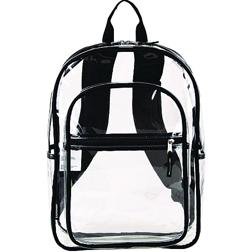 Eastsport Clear with Color Trim Backpack, 11.5" x 5" x 16.5", Clear/Black (190991EDBLK)