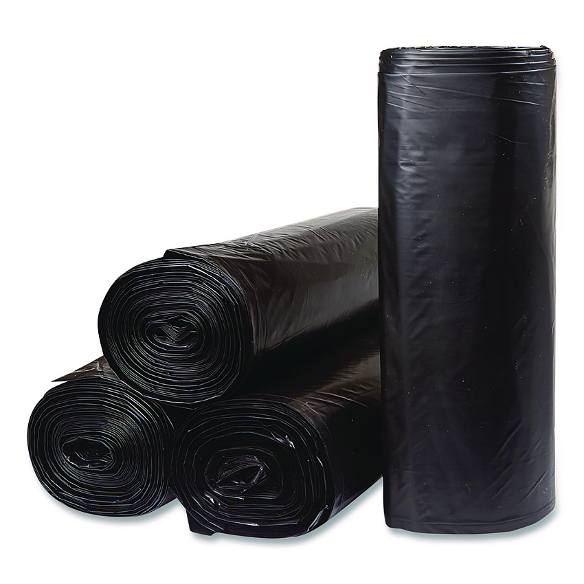 Trinity Plastics Low-Density Can Liners, 33 gal, 1.25 mil, 33" x 39", Black, Flat Pack, 250/Carton (ML3339)