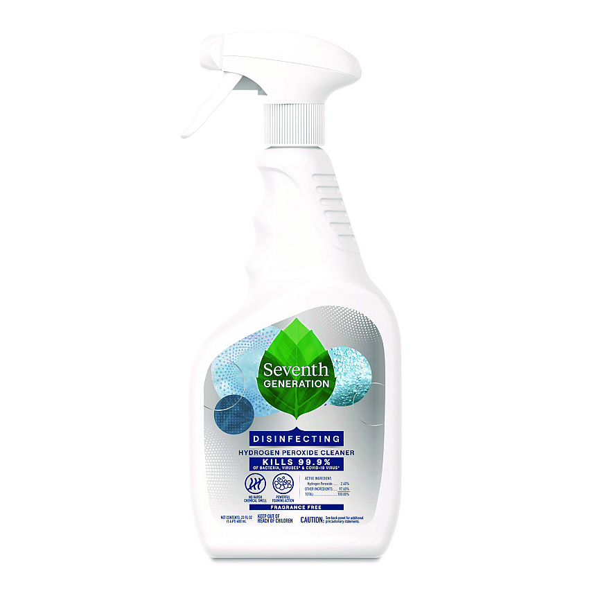 Seventh Generation Disinfecting Hydrogen Peroxide Cleaner, Fragrance-Free, 23 oz Spray Bottle, 12/Carton (69716054)