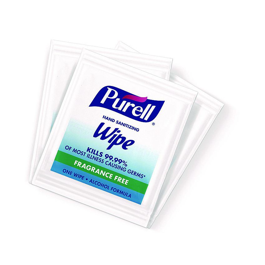 PURELL Sanitizing Hand Wipes, Individually Wrapped, 1-Ply, 4.5 x 6.5, Lemon, White, 1,800/Carton (902006ECCT)