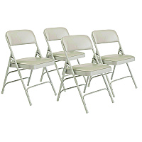 NPS 1300 Series Premium Vinyl Upholstered Triple Brace Double Hinge Folding Chair, Supports 500 lb, Gray Seat/Back/Base, 4/Pack (1302)