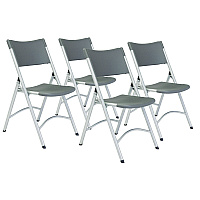 NPS 600 Series Heavy Duty Plastic Folding Chair, Supports Up to 500 lb, 18" Seat Height, Gray Seat/Back, Silver Base, 4/Pack (620)